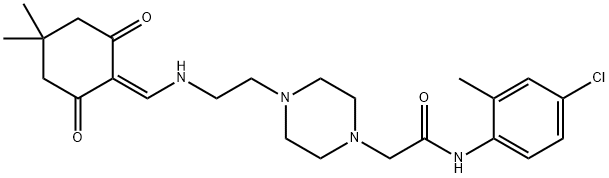 N-(4-chloro-2-methylphenyl)-2-[4-(2-{[(4,4-dimethyl-2,6-dioxocyclohexylidene)methyl]amino}ethyl)-1-piperazinyl]acetamide Struktur