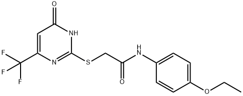 N-(4-ethoxyphenyl)-2-{[6-oxo-4-(trifluoromethyl)-1,6-dihydro-2-pyrimidinyl]sulfanyl}acetamide 化学構造式