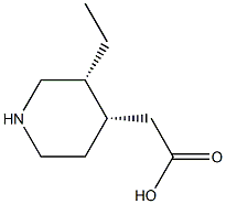 (3R,4S)-3-エチル-4-ピペリジン酢酸 化学構造式