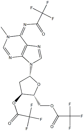 N-[9-[3-O,5-O-ビス(トリフルオロアセチル)-2-デオキシ-β-D-erythro-ペントフラノシル]-1,9-ジヒドロ-1-メチル-6H-プリン-6-イリデン]-2,2,2-トリフルオロアセトアミド 化学構造式