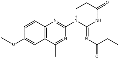 N-(6-methoxy-4-methyl-2-quinazolinyl)-N',N''-dipropionylguanidine 化学構造式