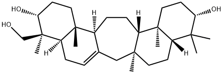 (22S)-C(14a)-ホモ-27-ノルガンマセラ-14-エン-3β,21β,29-トリオール 化学構造式