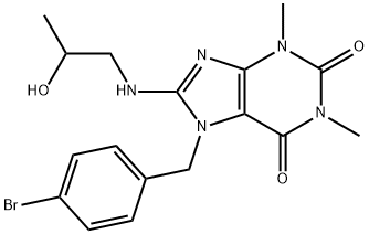 7-(4-bromobenzyl)-8-[(2-hydroxypropyl)amino]-1,3-dimethyl-3,7-dihydro-1H-purine-2,6-dione 化学構造式