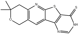 8,8-dimethyl-7,10-dihydro-8H-pyrano[3'',4'':5',6']pyrido[3',2':4,5]thieno[3,2-d]pyrimidine-4(3H)-thione 化学構造式