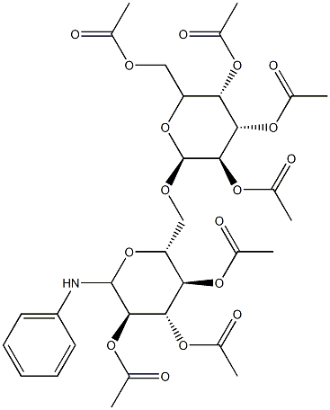 N-Phenyl-6-O-(2-O,3-O,4-O,6-O-tetraacetyl-α-D-galactopyranosyl)-2-O,3-O,4-O-triacetyl-D-glucopyranosylamine 结构式
