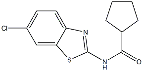 N-(6-chloro-1,3-benzothiazol-2-yl)cyclopentanecarboxamide 化学構造式