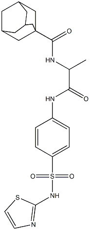 Tricyclo[3.3.1.13,7]decane-1-carboxamide, N-[1-methyl-2-oxo-2-[[4-[(2-thiazolylamino)sulfonyl]phenyl]amino]ethyl]- (9CI),355115-00-3,结构式