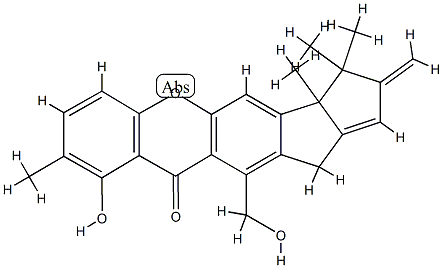 (+)-2,3,3a,12-Tetrahydro-9-hydroxy-11-(hydroxymethyl)-3,3,3a,8-tetramethyl-2-methylene-10H-pentaleno[2,1-b]xanthen-10-one 结构式