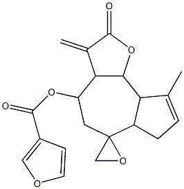 3-Furancarboxylic acid [(3aS,6R)-3,3aα,4,5,6aα,7,9aα,9bβ-octahydro-9-methyl-3-methylene-2-oxospiro[azuleno[4,5-b]furan-6(2H),2'-oxiran]-4β-yl] ester Struktur