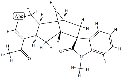 (4aR,7S)-4-アセチル-6α,9α-エピミノ-4aβ,5,6,8,9,9aβ-ヘキサヒドロ-1'-メチルスピロ[シクロヘプタ[c]ピラン-7(1H),3'-[3H]インドール]-2'(1'H)-オン 化学構造式