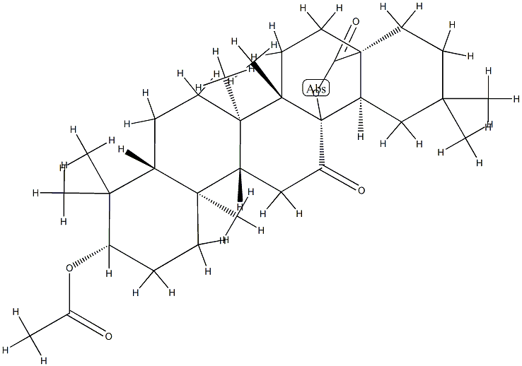 3β-Acetoxy-12-oxo-13-hydroxyoleanan-28-oic acid 28,13-lactone Struktur