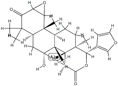 (13α,17aα)-1,2:14β,15β:21,23-Triepoxy-7α-hydroxy-4,4,8-trimethyl-17-oxa-D-homo-24-nor-5α-chola-20,22-diene-3,16-dione 结构式
