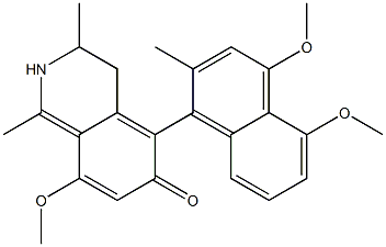 (aS,3S)-5-(4,5-Dimethoxy-2-methyl-1-naphtyl)-3,4-dihydro-1,3β-dimethyl-8-methoxyisoquinolin-6-ol 结构式