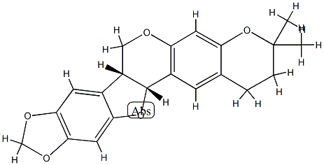 (7aR)-2,3,7a,13aα-Tetrahydro-3,3-dimethyl-1H,7H-[1,3]dioxolo[5,6]benzofuro[3,2-c]pyrano[3,2-g][1]benzopyran 结构式
