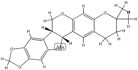 (7aR)-2,3,7a,13aα-Tetrahydro-3,3-dimethyl-1H,7H-[1,3]dioxolo[5,6]benzofuro[3,2-c]pyrano[3,2-g][1]benzopyran,36284-97-6,结构式