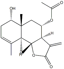 (3aR)-4β-Acetoxy-3a,4,5,5a,6,7,9aβ,9bα-octahydro-6β-hydroxy-5aα,9-dimethyl-3-methylenenaphtho[1,2-b]furan-2(3H)-one 结构式