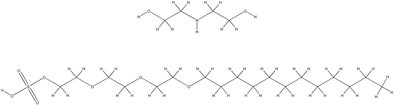 2-[2-[2-(十二烷基氧)乙氧基]乙氧基]乙醇硫酸氢酯与2,2'-亚氨基二乙醇的化合物 结构式
