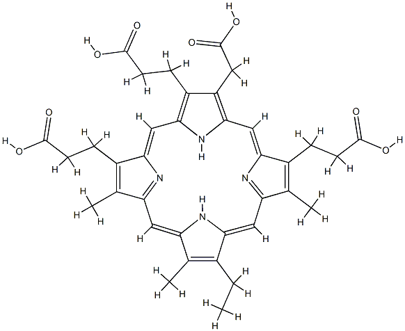 3-(Carboxymethyl)-12-ethyl-8,13,17-trimethyl-21H,23H-porphine-2,7,18-tripropanoic acid Structure