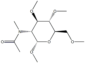 Methyl 2-[acetyl(methyl)amino]-3-O,4-O,6-O-trimethyl-2-deoxy-α-D-glucopyranoside 结构式