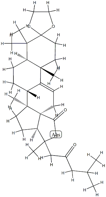 (20ξ)-3,3-[1,2-エタンジイルビス(オキシ)]-20-ヒドロキシ-23-オキソ-5α-ラノスタ-9(11)-エン-18-酸γ-ラクトン 化学構造式