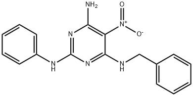 N~4~-benzyl-5-nitro-N~2~-phenylpyrimidine-2,4,6-triamine Struktur