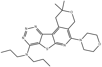 2,2-dimethyl-5-(4-morpholinyl)-N,N-dipropyl-1,4-dihydro-2H-pyrano[4'',3'':4',5']pyrido[3',2':4,5]thieno[3,2-d][1,2,3]triazin-8-amine Structure