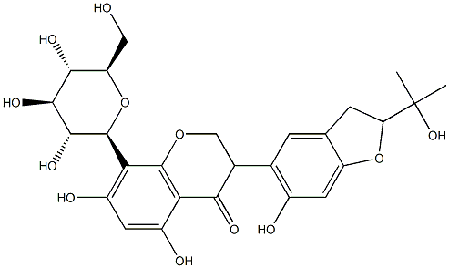 3-[2,3-Dihydro-6-hydroxy-2-(1-hydroxy-1-methylethyl)benzofuran-5-yl]-8-(β-D-glucopyranosyl)-2,3-dihydro-5,7-dihydroxy-4H-1-benzopyran-4-one Structure