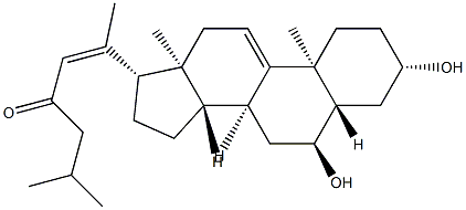 3β,6α-Dihydroxy-5α-cholesta-9(11),20(22)-dien-23-one 结构式