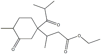 β,4-ジメチル-1-(2-メチル-1-オキソプロピル)-3-オキソ-1-シクロヘキサンプロピオン酸エチル 化学構造式