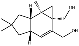 rel-(1aα*,3aβ*,6aβ*,6bα*)-3a,4,5,6,6a,6b-ヘキサヒドロ-5,5,6b-トリメチルシクロプロパ[e]インデン-1a,2(1H)-ジメタノール 化学構造式