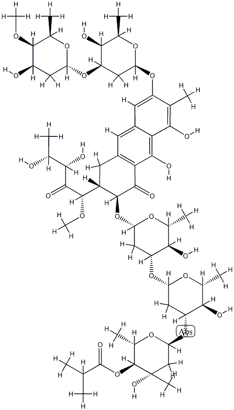 4''''-O-Deacetyl-3'''-O-[3-C-methyl-4-O-(2-methyl-1-oxopropyl)-2,6-dideoxy-α-L-arabino-hexopyranosyl]-7-methylolivomycin D|