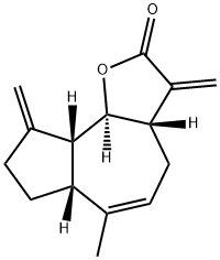 (3aS)-3aβ,4,6aβ,7,8,9,9aβ,9bα-オクタヒドロ-6-メチル-3,9-ビス(メチレン)アズレノ[4,5-b]フラン-2(3H)-オン 化学構造式