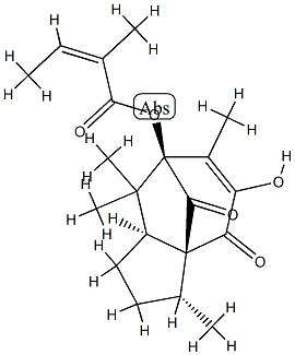 38044-08-5 (Z)-2-Methyl-2-butenoic acid [(3R)-2,3,8,8aβ-tetrahydro-5-hydroxy-3,6,8,8-tetramethyl-4,9-dioxo-3aα,7-methano-1H-azulen-7β(4H)-yl] ester