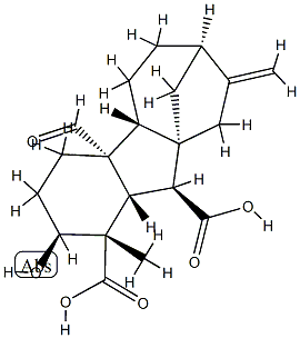 4aα-Formyl-2β-hydroxy-1β-methyl-8-methylenegibbane-1α,10β-dicarboxylic acid 结构式