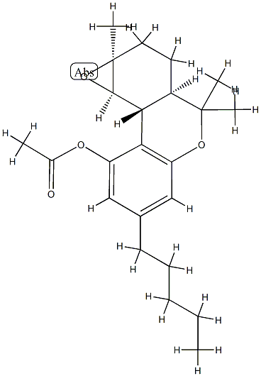 3H-Oxireno[3,4]benzo[1,2-c][1]benzopyran-9-ol, 1a,2,3a,4,9b,9c-hexahyd ro-1a,4,4-trimethyl-7-pentyl-, acetate, [1aS-(1aalpha,3aalpha,9bbeta,9 calpha)]- 结构式