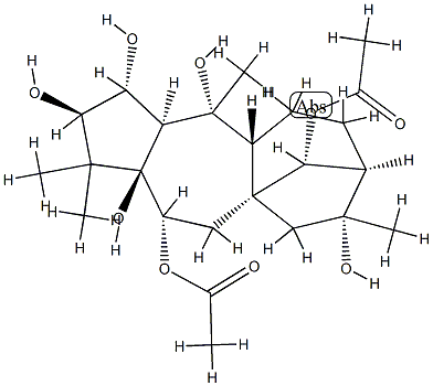 (14R)-6β,14-Diacetoxygrayanotoxane-2α,3β,5,10,16-pentol 结构式