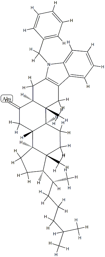 1'-Phenylmethyl-1'H-5α-cholest-2-eno[3,2-b]indol-6-one Struktur