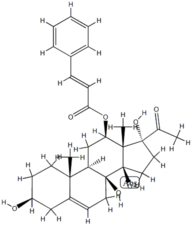 3β,8,14β,17α-テトラヒドロキシ-12β-[[(E)-1-オキソ-3-フェニル-2-プロペニル]オキシ]プレグナ-5-エン-20-オン 化学構造式