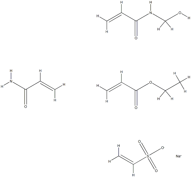 2-Propenoic acid, ethyl ester, polymer with N-(hydroxymethyl)-2-propenamide, 2-propenamide and sodium ethenesulfonate Structure