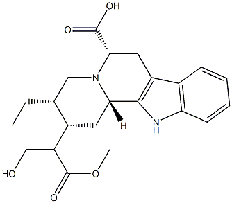 (20β)-17-Hydroxycorynan-5β,16-dicarboxylic acid 16-methyl ester,38474-14-5,结构式