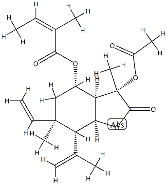 (Z)-2-Methyl-2-butenoic acid (3aβ,7aβ)-3β-acetoxy-6α-vinyloctahydro-3α,6β-dimethyl-7β-(1-methylvinyl)-2-oxobenzofuran-4β-yl ester Struktur
