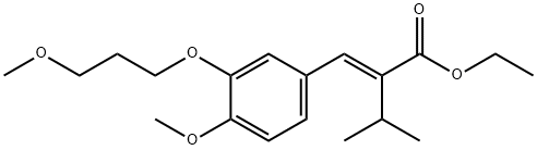(E)-Ethyl 2-(4-Methoxy-3-(3-Methoxypropoxy)benzylidene)-3-Methylbutanoate Struktur