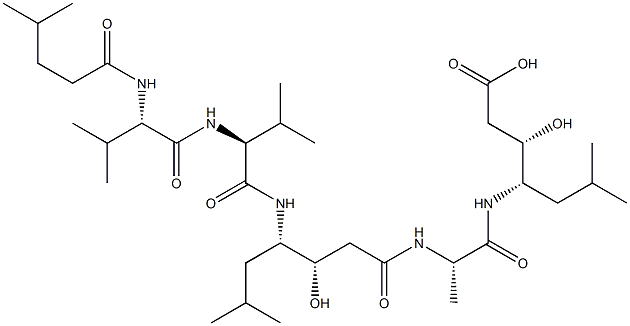 38752-30-6 (3S,4S)-4-[[[(3S,4S)-4-[[N-(4-Methyl-1-oxopentyl)-L-Val-L-Val-]amino]-3-hydroxy-6-methylheptanoyl]-L-Ala-]amino]-3-hydroxy-6-methylheptanoic acid