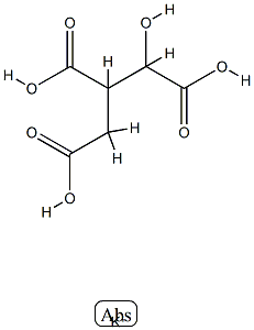 potassium trihydrogen -DL-threo-3-carboxylato-2,3-dideoxy-1-hydroxypropane-1,2,3-tricarboxylate 结构式