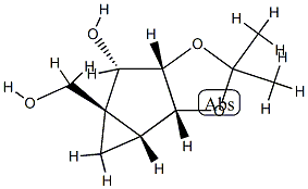 Cyclopropa[3,4]cyclopenta[1,2-d]-1,3-dioxole-4a(3aH)-methanol, tetrahydro-5-hydroxy-2,2-dimethyl-, (3aR,3bR,4aS,5S,5aS)- (9CI) Struktur