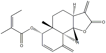 (Z)-2-Methyl-2-butenoic acid [(3aS)-2,3,3a,4,5,5a,6,9,9aβ,9bα-decahydro-5aα-methyl-3,9-bis(methylene)-2-oxonaphtho[1,2-b]furan-6β-yl] ester 结构式