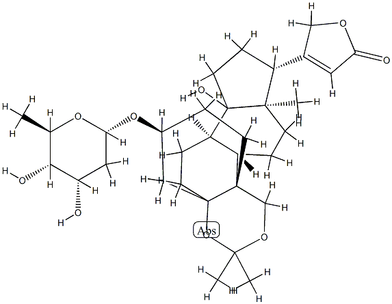 (3beta,5beta)-3-[(2,6-dideoxy-beta-D\-ribo-hexopyranosyl)oxy]-14-hydroxy-5,19-[isopropylidenebis(oxy)]card-20(22)-enolide Structure