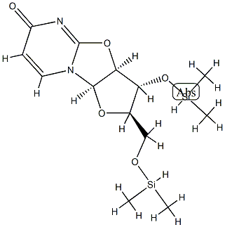 (2R)-3β-(Dimethylsilyl)oxy-2α-[(dimethylsilyl)oxy]methyl-2,3,3aβ,9aβ-tetrahydro-6H-furo[2',3':4,5]oxazolo[3,2-a]pyrimidin-6-one Structure