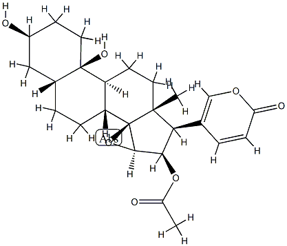 16β-Acetoxy-14,15β-epoxy-3β,10-dihydroxy-19-nor-5β-bufa-20,22-dienolide Structure