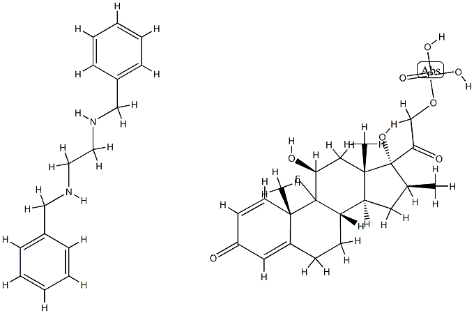 9-fluoro-11beta,17-dihydroxy-16beta-methylpregna-1,4-diene-3,20-dione 21-(dihydrogen phosphate), compound with N,N'-dibenzylethane-1,2-diamine (1:1) Structure